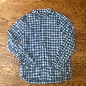 Vineyard Vines Medium OTG On-the-go Blue/White Plaid Button Down Shirt